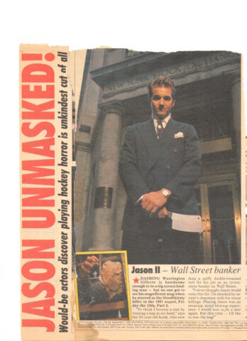 A newspaper article with a man in a suit.