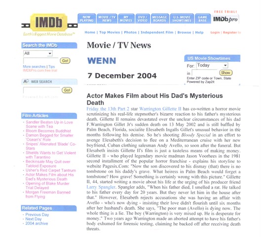A screenshot of an article about the movie and tv news.